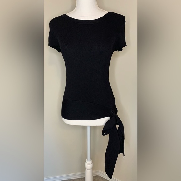 INC International Concepts Short sleeve Ribbed Sweater Women’s P/M Black - Picture 1 of 5